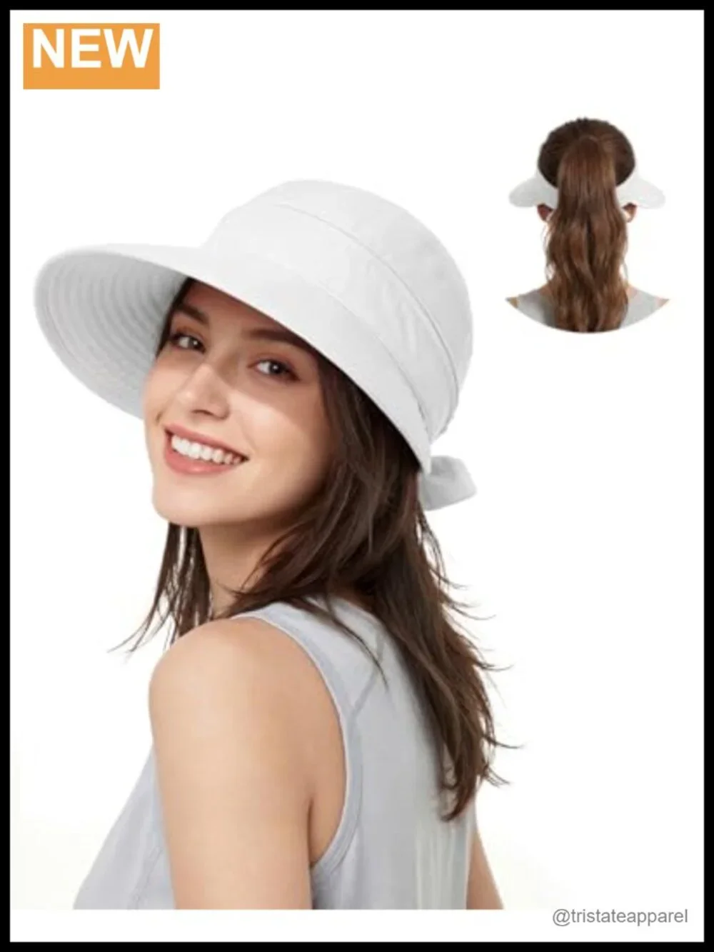 Wide Brim Zip-Off Beach Sun Hat Ponytail UV Protection Adjustable